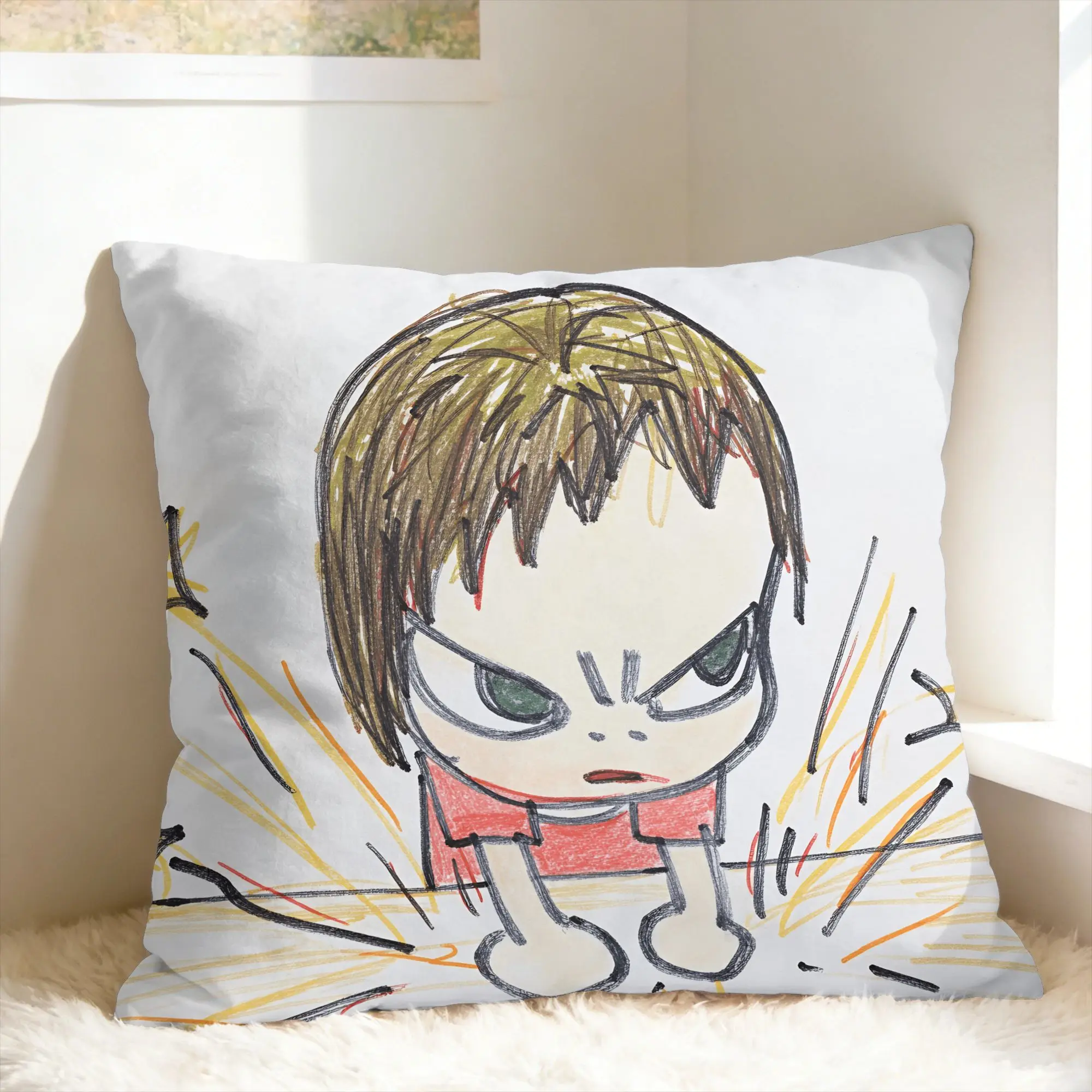 Y-Yoshitomo Nara Pillow Cover  Novelty Pillow Case For Living Room Chair Print Cushion Cover Gift