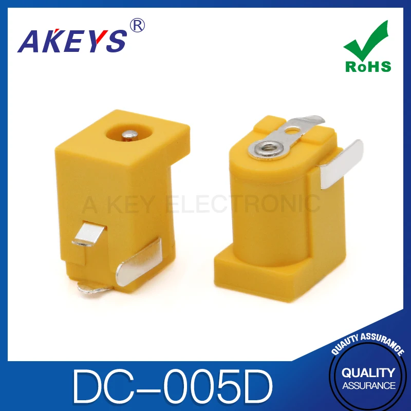 10pcs DC-005D POWER OUTLET 3.8-2.1MM YELLOW DC-005D TRIPOD BEND DC TOY CHARGING CONNECTOR