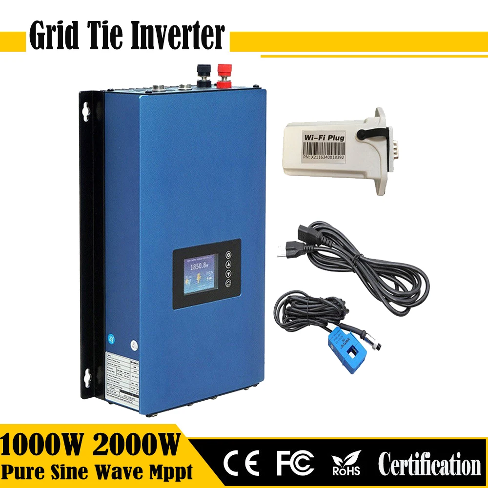 On Grid Inverter 2000W 1000W Inverter With Limiter 36V 48V 60V 72V Battery Wind Grid Tie Inverter Support Wifi communication