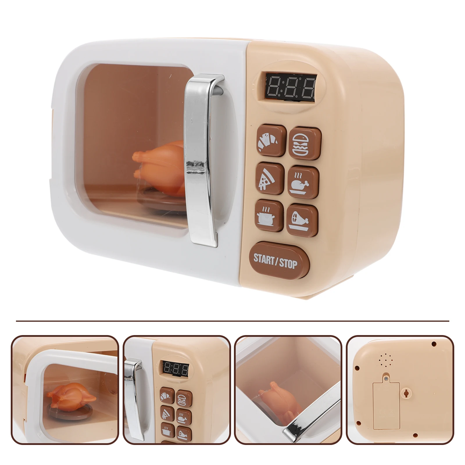 Horno microondas de juguete, adornos de plástico en miniatura, accesorios de cocina, efectos de sonido, muebles simulados, juguete de escritorio, 1 ud.