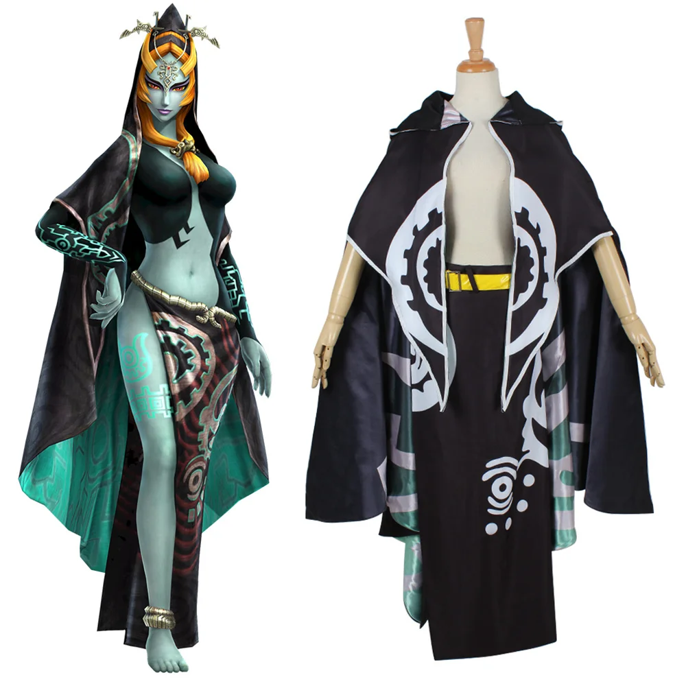 Juego Midna Cosplay disfraz mujer Sexy capa con capucha con falda conjunto completo Halloween carnaval fiesta trajes