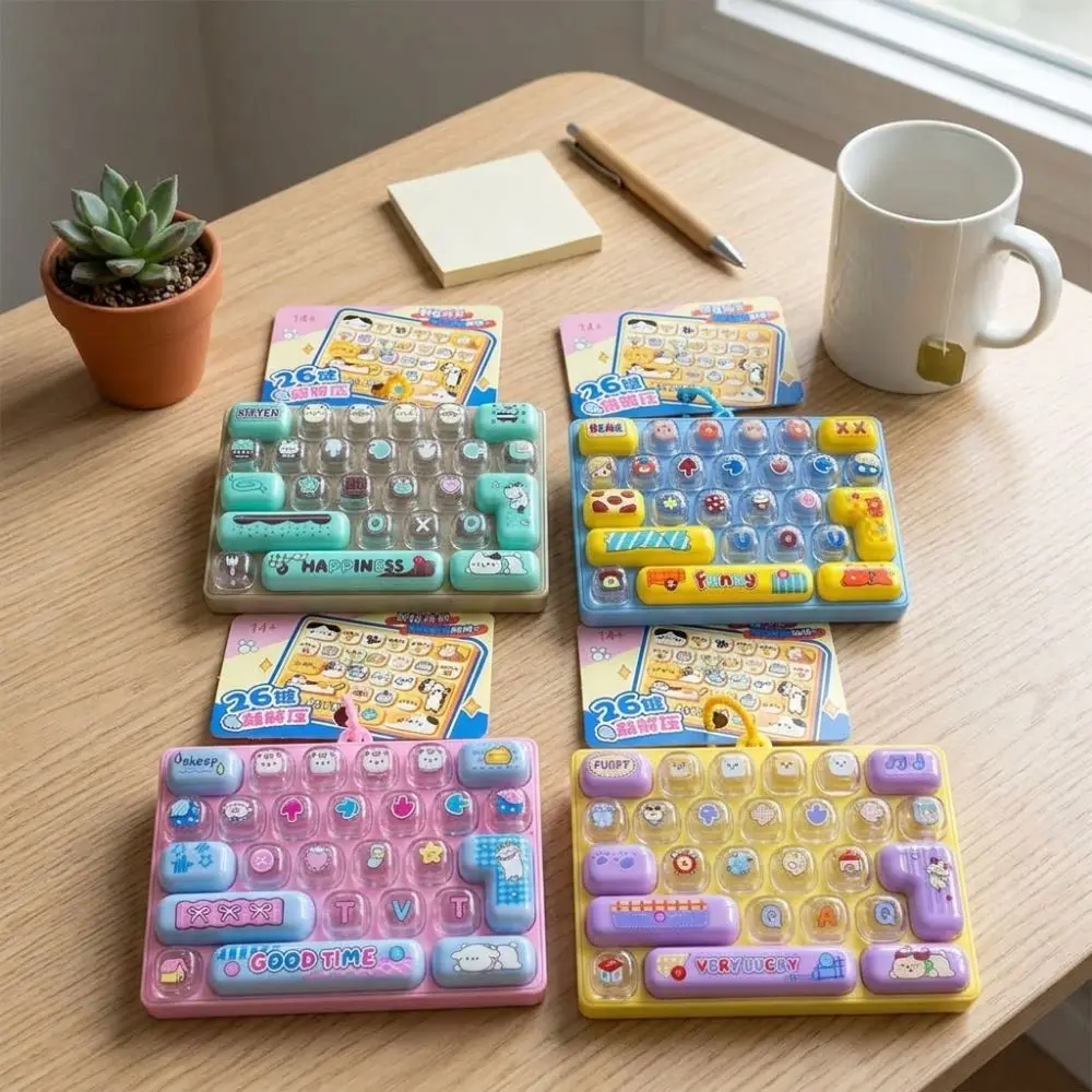 Drucktasten-Tastatur-Schlüsselanhänger mit 26 Tasten, aus transparentem Kunststoff, mit Tastenklängen, Mini-Tastatur-Anhänger, sensorische, klickbare Tasten – Detail 8