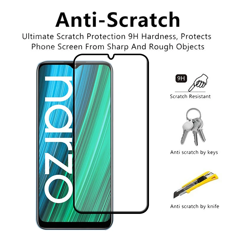 4-in-1 For OPPO Realme Narzo 50A Glass For Realme Narzo 50A Tempered Glass Full Screen Protector For Realme Narzo 50A Lens Glass