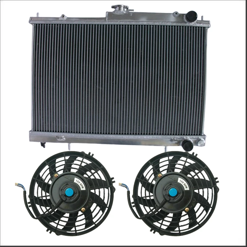 52MM Aluminum Radiator + Fans For Nissan Skyline R33 R34 GTR GTS-T RB25DET MT