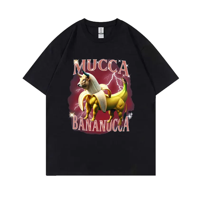 

Italian Brainrot Mucca Bananucca Graphic Tshirt Banana Cattle Funny Meme T-shirts Summer Men Women's Casual Soft Cotton T Shirt