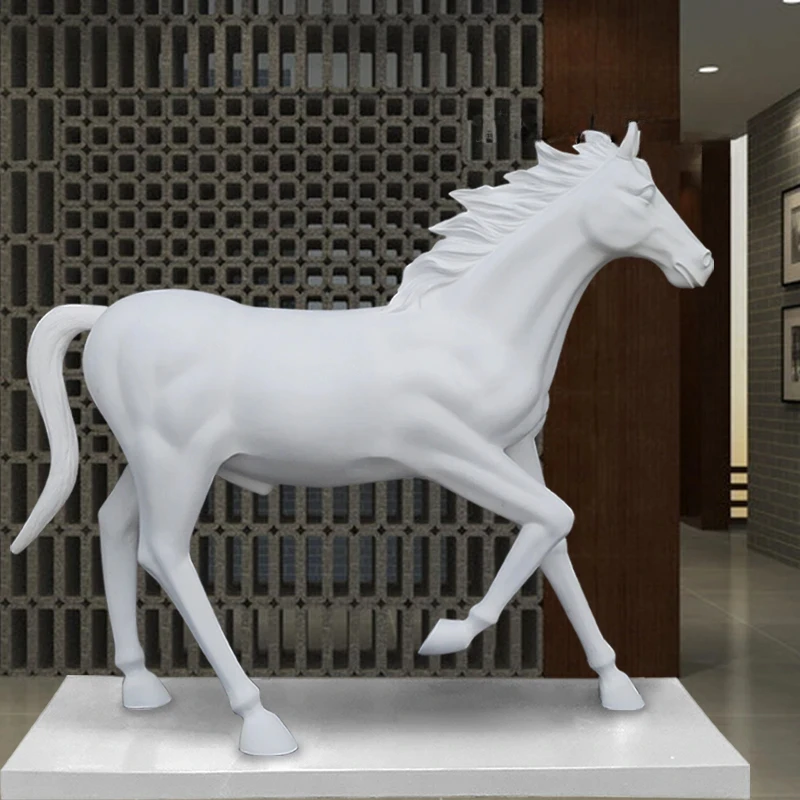 Fiberglass Simulation Outdoor Running Horse Sculpture with Base Shopping Mall Floor-Standing Decorations Large Ornaments