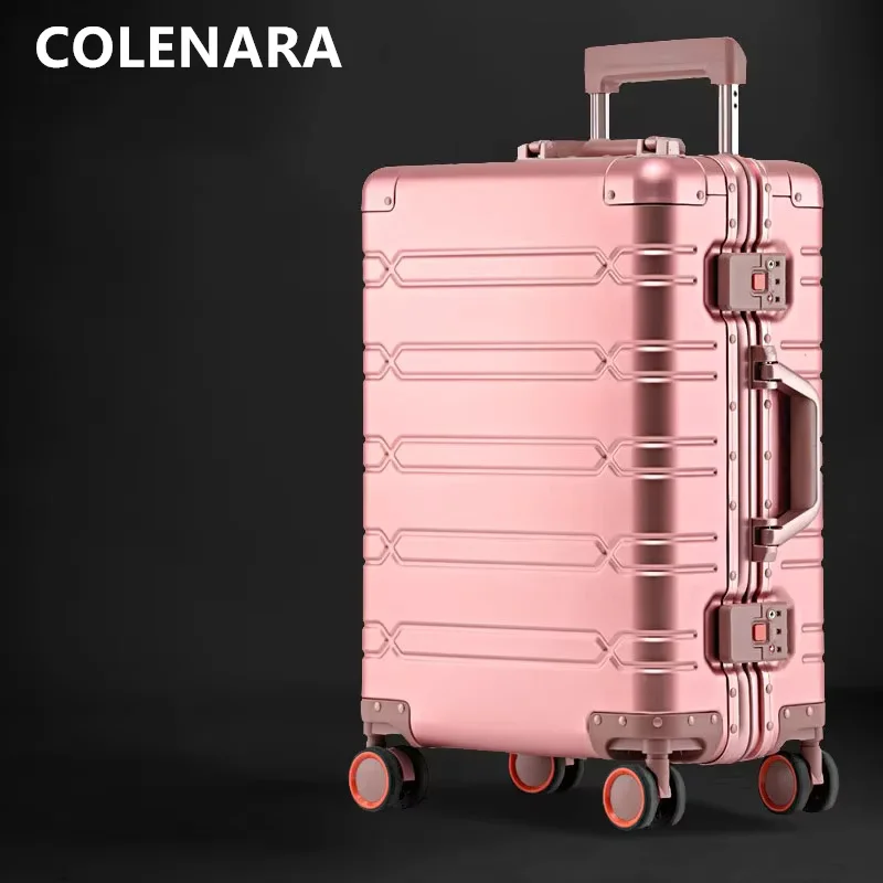 COLENARA Men's Suitcase Full Aluminum Magnesium Alloy Trolley Case Large Capacity Business Boarding Box 20