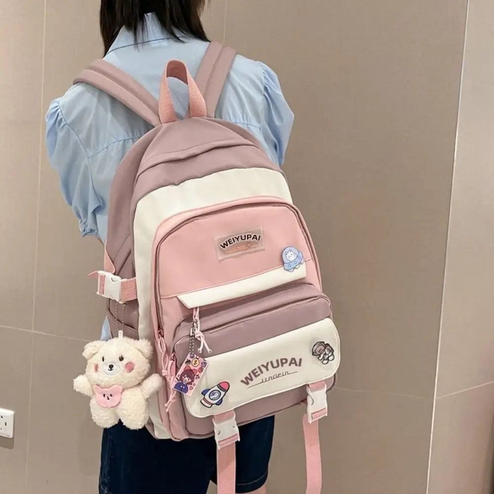 Ins Students School Bags Multi Pockets Large Capacity Girls Shoulder Bags Cartoon Candy Color High School Backpacks Student