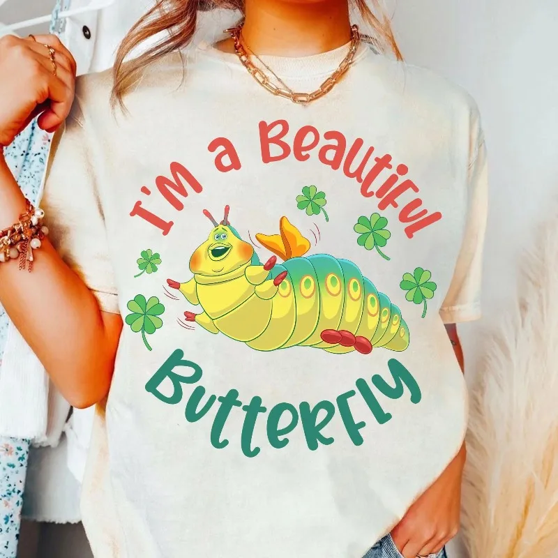 قميص ديزني/بيكسار "حياة الحشرات" كاتربيلر Heimlich Maneuver "I'm A Beautiful Butterfly" قميص كاتربيلر Heimlich Maneuver الممتع #5