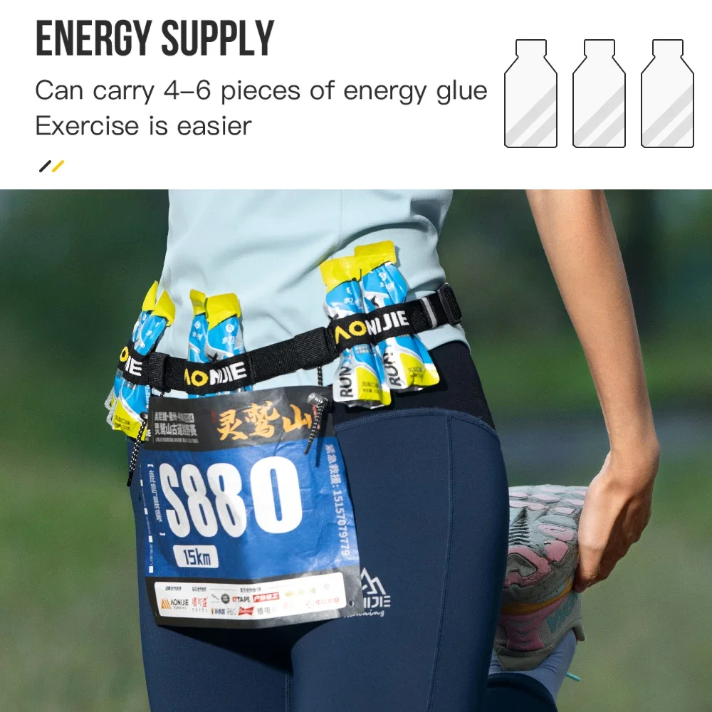 AONIJIE E4435 Maraton wyścigowy pas z numerem śliniaczek stały bieganie elastyczna klamra pas biodrowy do triathlonowych wyścigów maratońskich bieganie w terenie