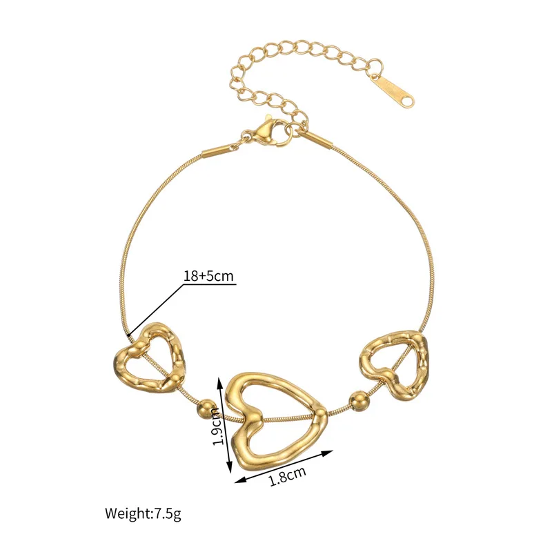 EILIECK 316L Edelstahl Goldene Hohlherz-Halskette, Armbänder und Ohrringe Set für Damen, Trendiger Wasserfester Schmuck als Geschenk – Detail 7