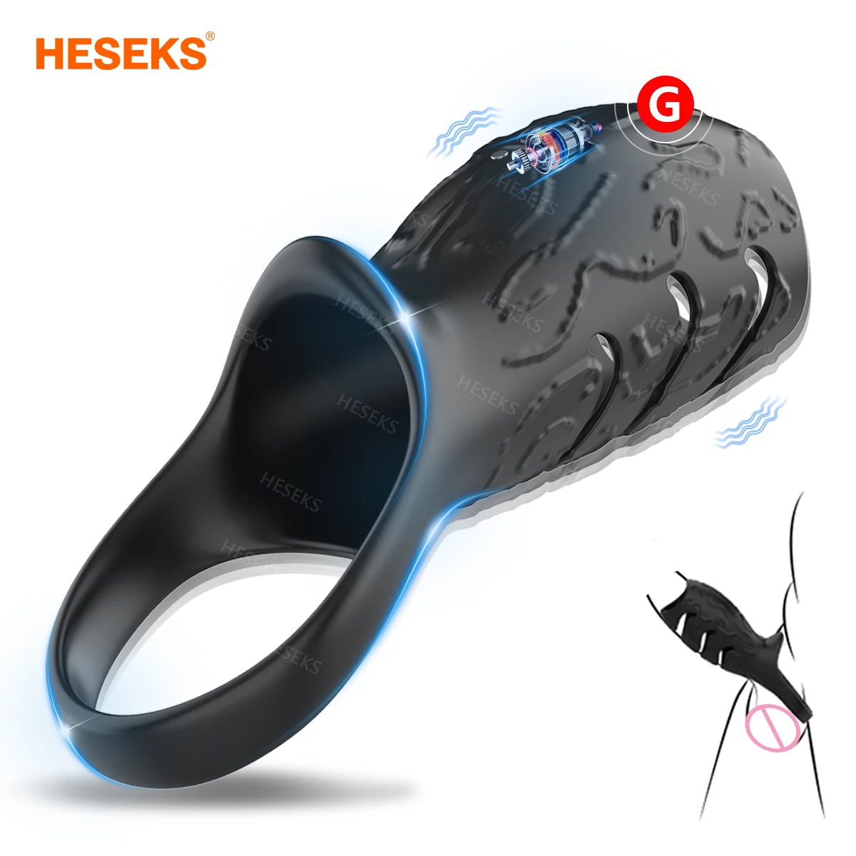 HESEKS Vibrator Penis Ring Lock Ejakulation Cock Ringe Vibrierende Hoden Hodensack Ball Stretcher Paare Ring Sex Spielzeug Für Männer
