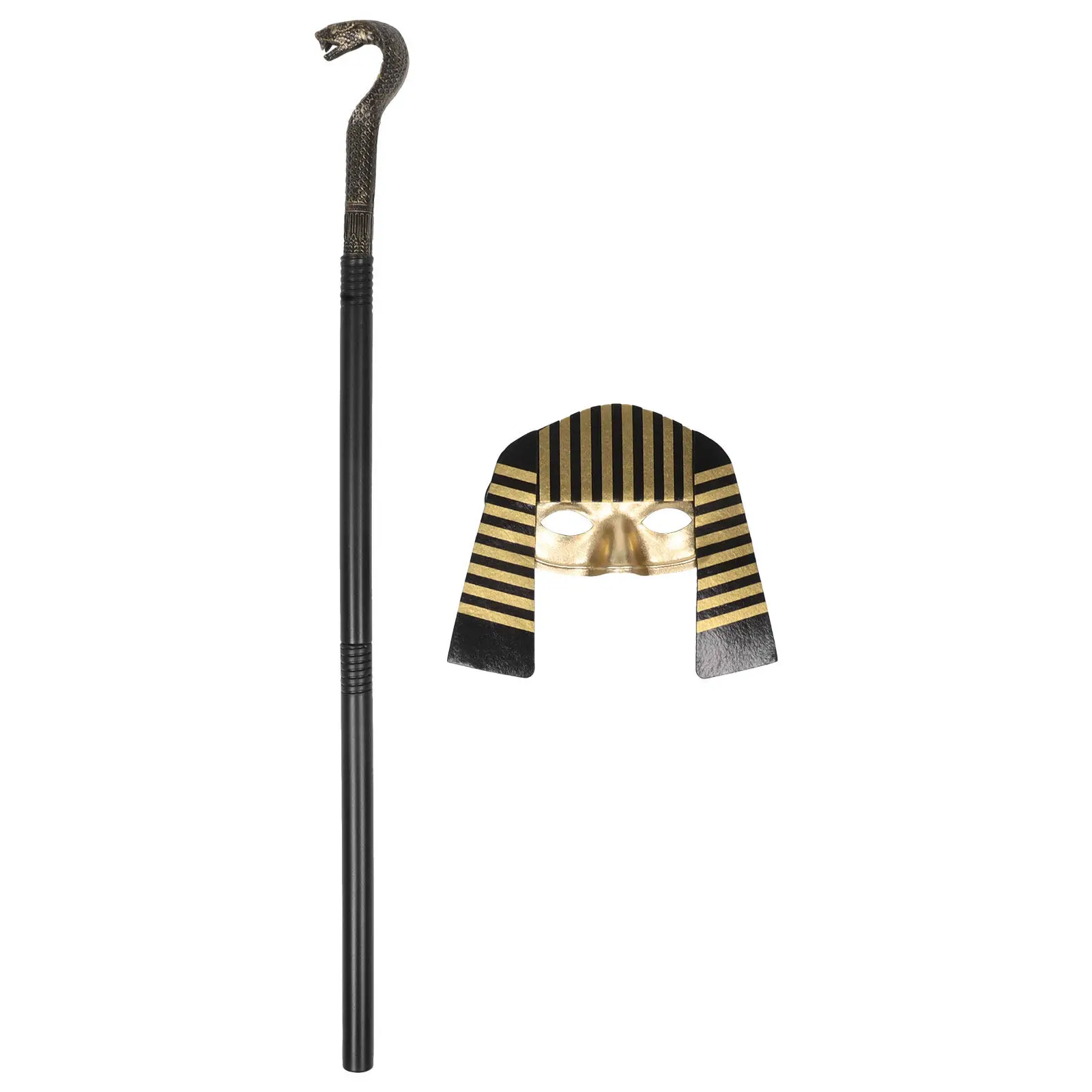 Kids Egyptian Costume Accessories Mask and Staff Set Halloween Cosplay Dress Up Party Festival Props