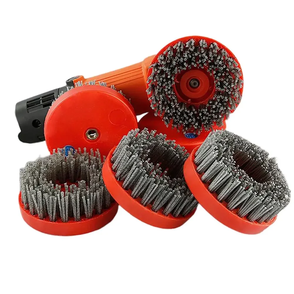 1PC 4Inch Round Antique Abrasive Brush M10 Back-up Thread Nylon Silicon Carbon Grinding Abrasive Brush For Stone Granite Polish