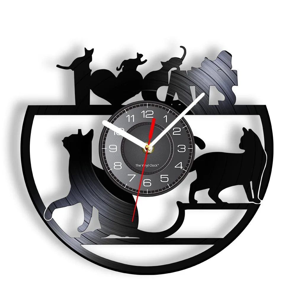 I Love Cat Vinyl Custom Wall Clock Vintage Style Cats Wall Clock Design Gift For Cat Lovers Animals Home Decoration Vinyl Clock
