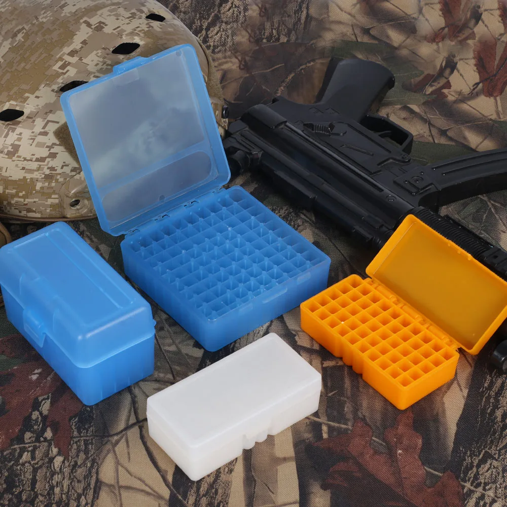 50/100 Rounds Tactical Bullet Box 9mm/.223/.38Super Pistol Rifle Ammo Carry Storage Box Flip-Top Bullets Case Hunting Accessory