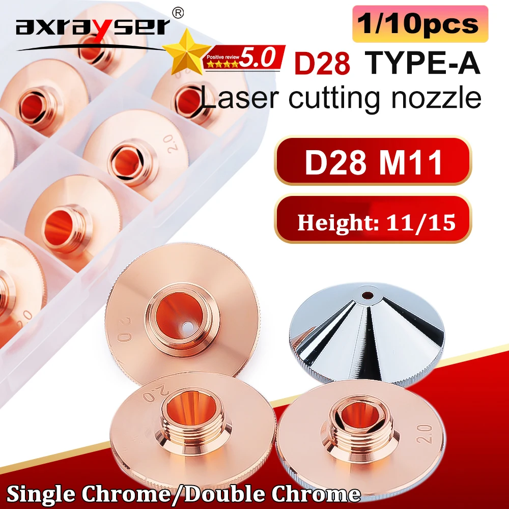 1/10pcs Laser Nozzle Dia.28 H15/H11 M11 Caliber 0.8-6.0 Single/Double Layers for Raytools Precitec WSX Fiber Laser Cutting Head