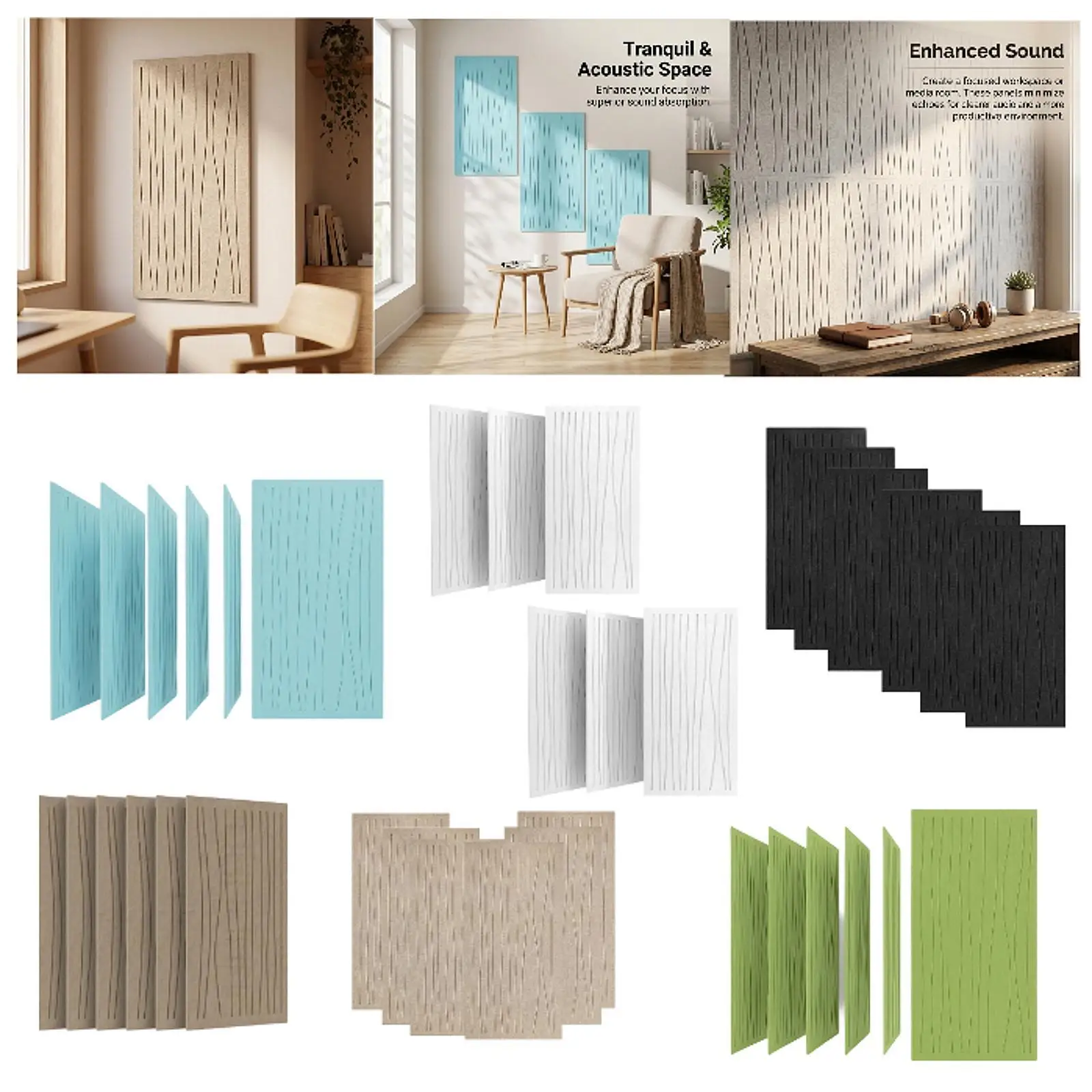 Art Acoustic Wall Panels Soundproofing Set 6 Pieces Strong Backing Easy Setup for Home Office Recording Room