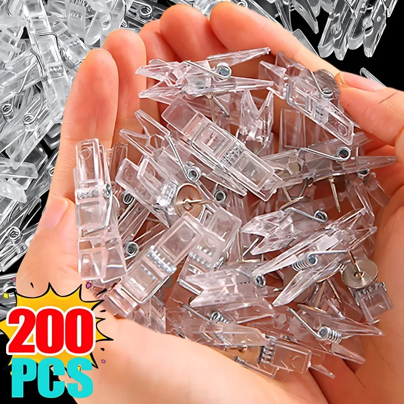 50/200PCS Mini klips do zdjęć przezroczysty wiosenny plastikowy ręcznik wiszący klips klips do zdjęć spinacz do bielizny do dekoracyjna tapeta do