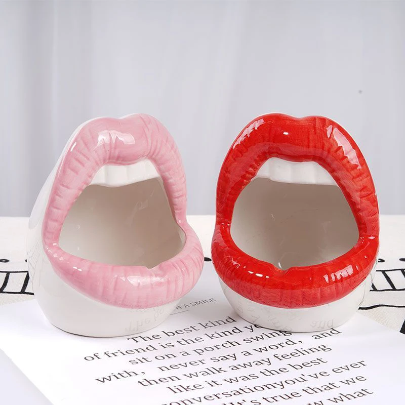 Cute Cartoon Cigar Ashtray Lips Ceramic Ashtray Creative Flower Pot Trendy Mouth Fashion Home Mini Send Boyfriend Gift