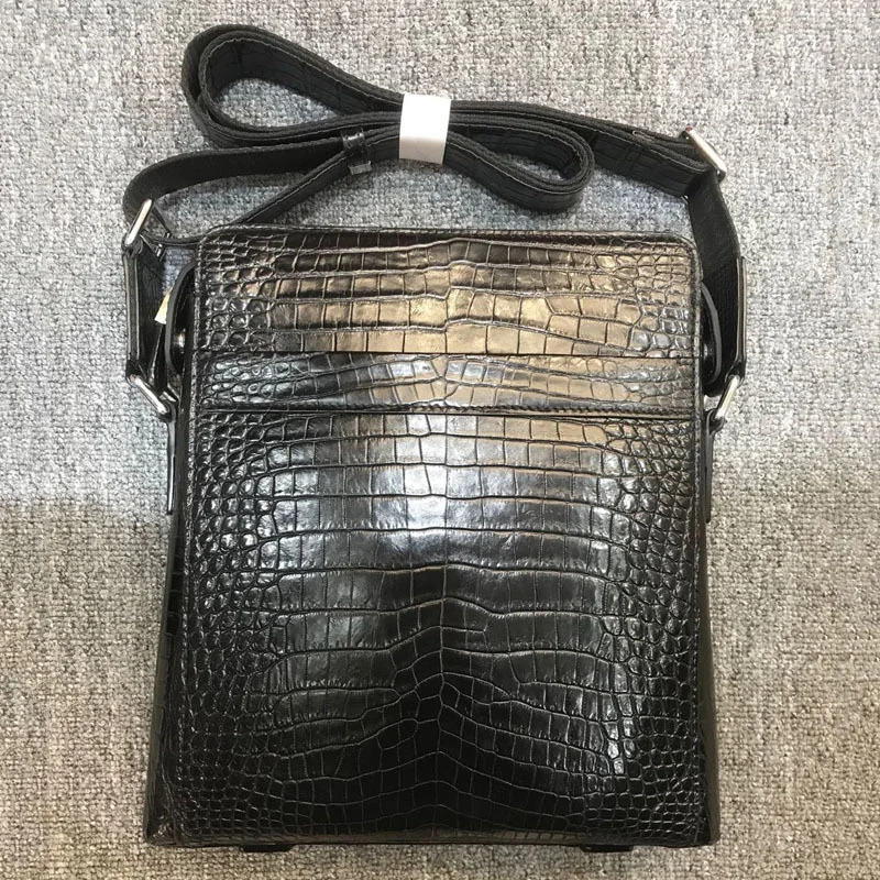 2022 Luxury Crocodile Leather Belly Men\'s Shoulder Bag Fashion Leisure Messenger Bag Large Capacity Vertical Crossbody Bag 45