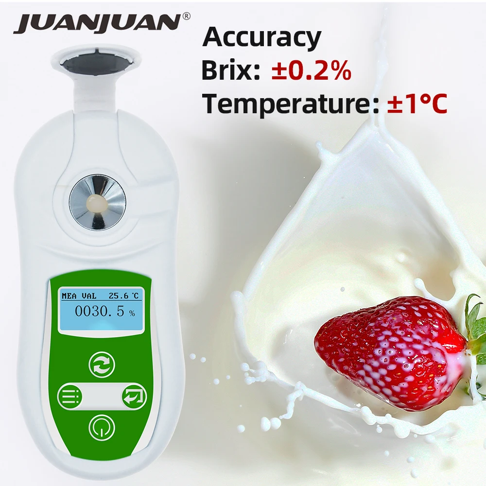 

Digital Sugar Refractometer Brix Meter 0-32% Sugar Measuring Instrument Fruit Juice Drinks Sprite Beverage Suger Content Meter