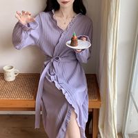 Spring Summer Thin Morning Robe Home Clothes Pajamas Mid Length Nightgown for Women Sleepwear Sleeping New in Dresses Women's