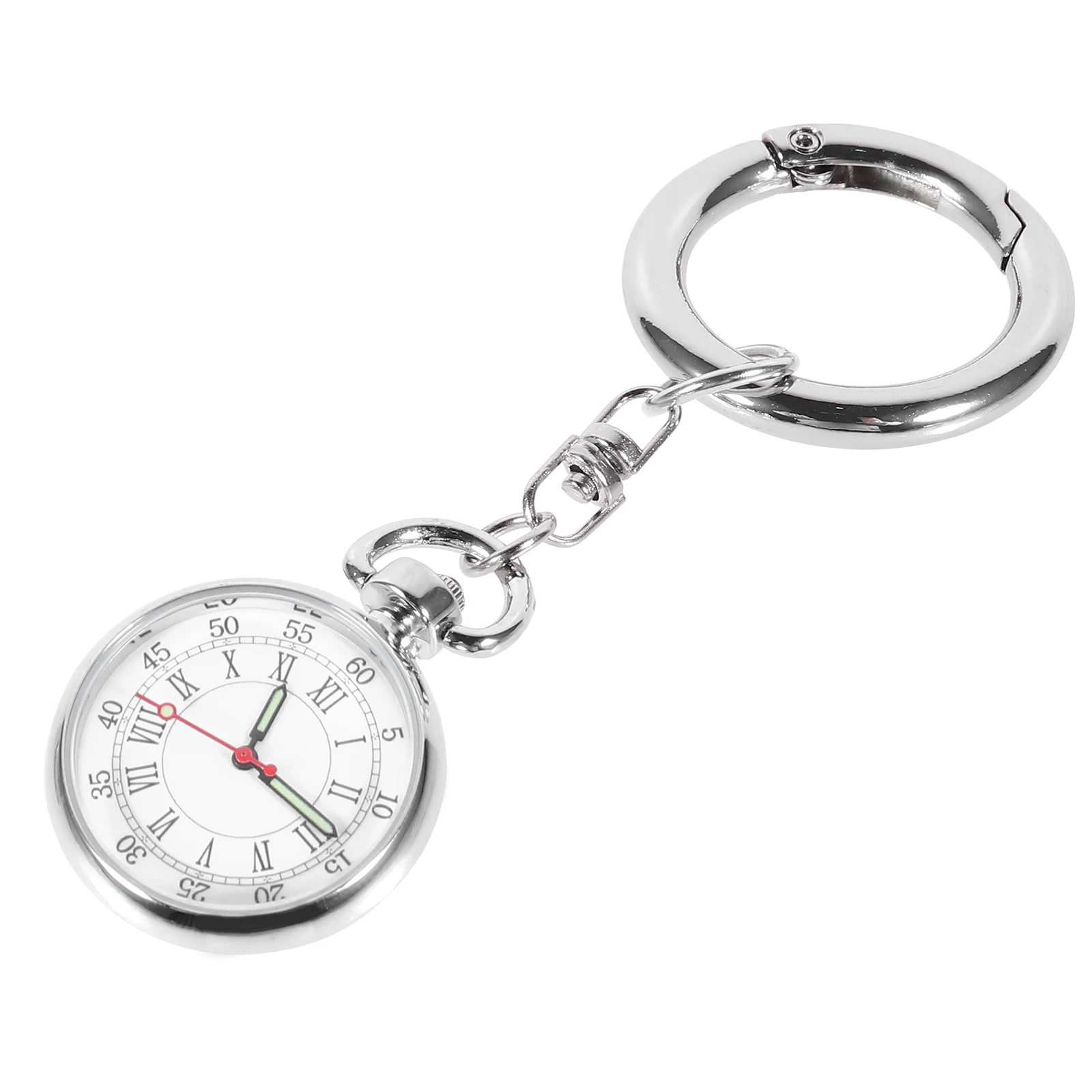

Nurse Luminous Pocket Watch Medical Stainless Steel Transparent Glass Portable Keychain Quartz Movement Hanging Watch