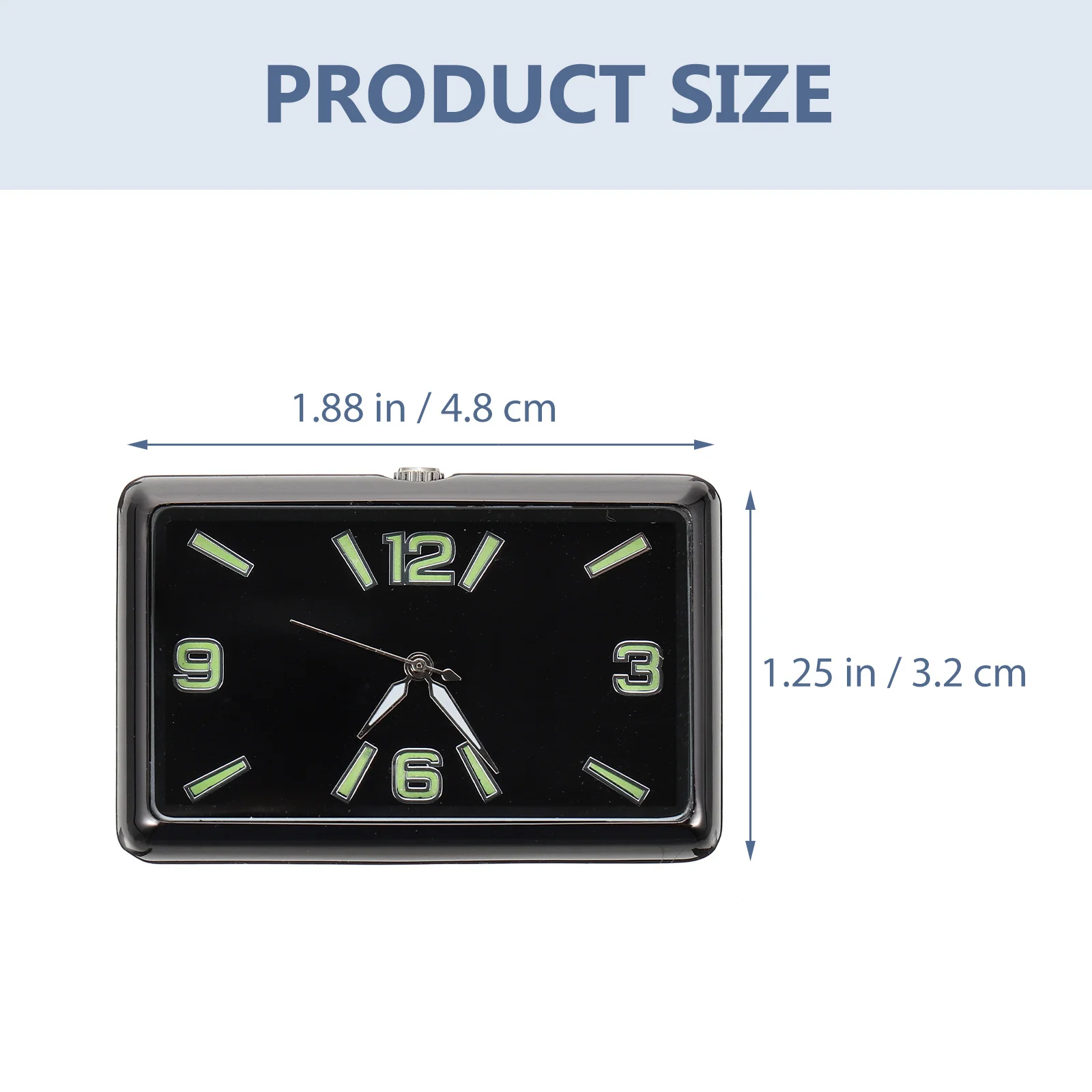 

Mini Compact Car Dashboard Clock Square Fluorescent Analog Clock Adhesive Decorative Dashboard Accessory Tiny Lock