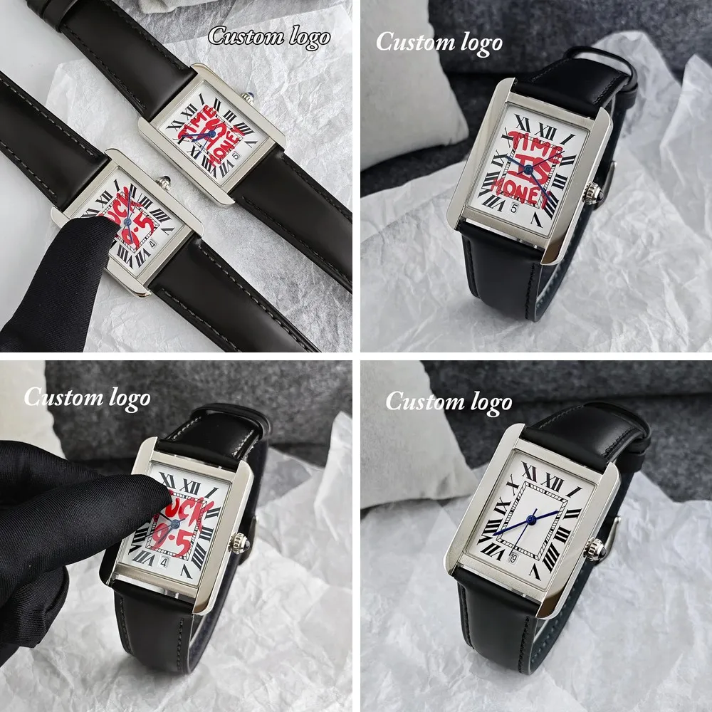 

wholesale price 31*33mm Men's Watch Time is Money Design Stainless Steel Custom Logo High Quality Quartz Watch