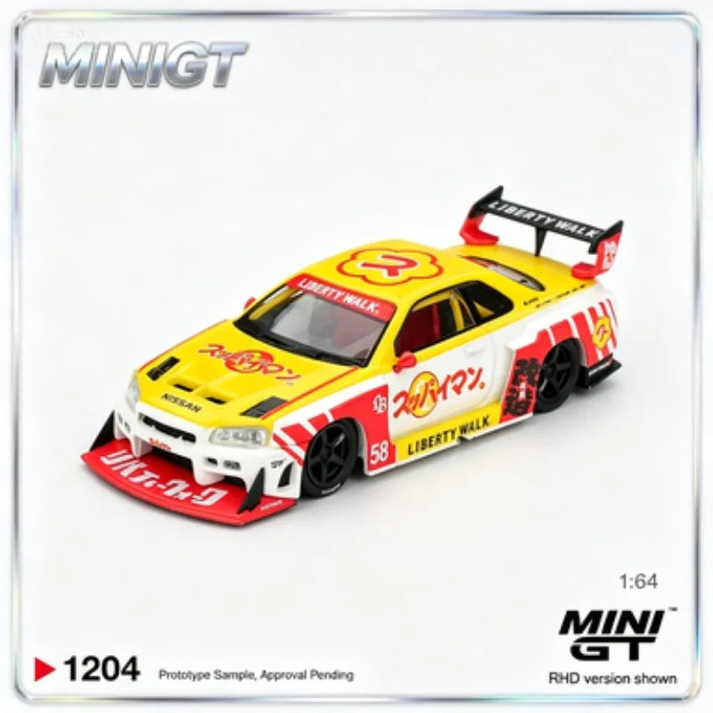 

Pre-sale of MINIGT 1:64 Nissan ER34 LB super profile model, die-cast alloy figure, adult high-end static display item.