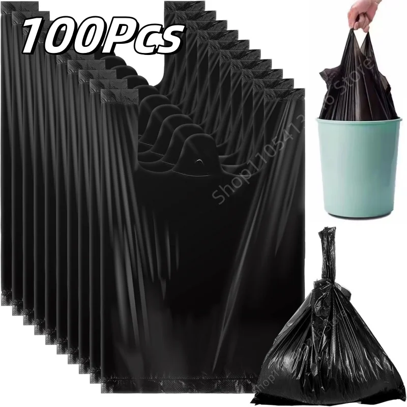 100 Stück Schwarze Plastiktüten Einweg-Küchen- und Wohnzimmer-Reinigungsbeutel Müll-Aufbewahrungsbeutel Takeaway-Verpackungsbeutel