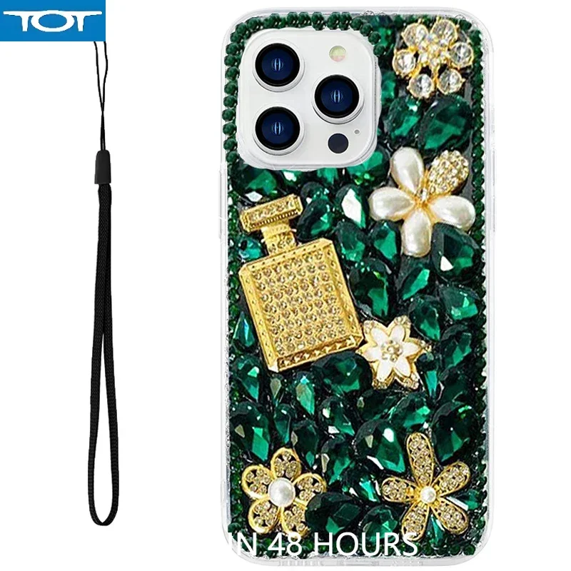 

Flowers Case For Samsung Galaxy S24 S25 S22 S21 FE S 21 Ultra S23 Plus S21Plus S21FE S22 Ultra Lanyard Phone Cover Crystal Gem C