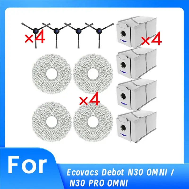 AS94-12 Pcs For Ecovacs Debot N30 OMNI / N30 PRO OMNI Vacuum Cleaner Replacement Brush Dust Bag Cloth Cover Kit