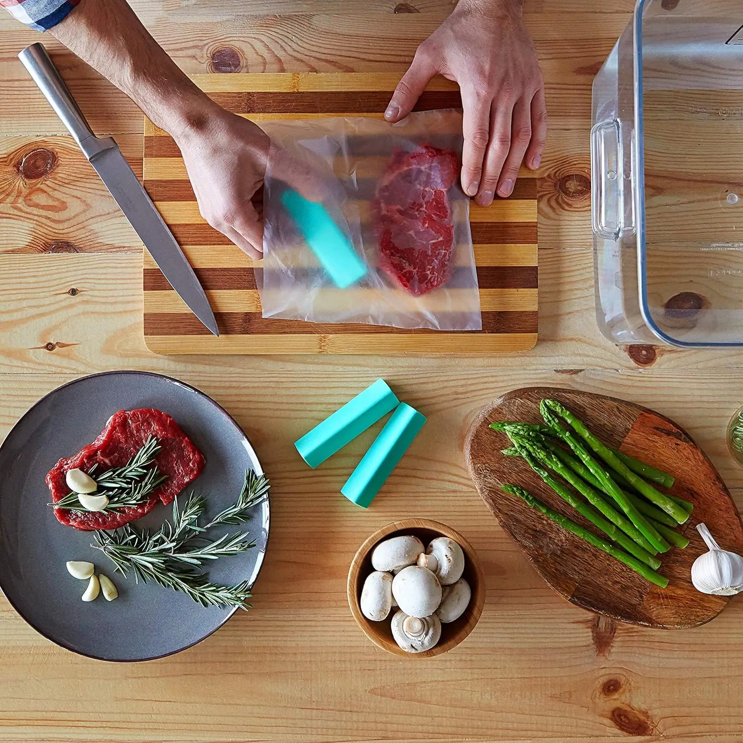 3PCS Sous Vide Weights Keep Bags Submerged In Place and Eliminate Floating Food Tool Food Safe Silicone and Stainless Steel