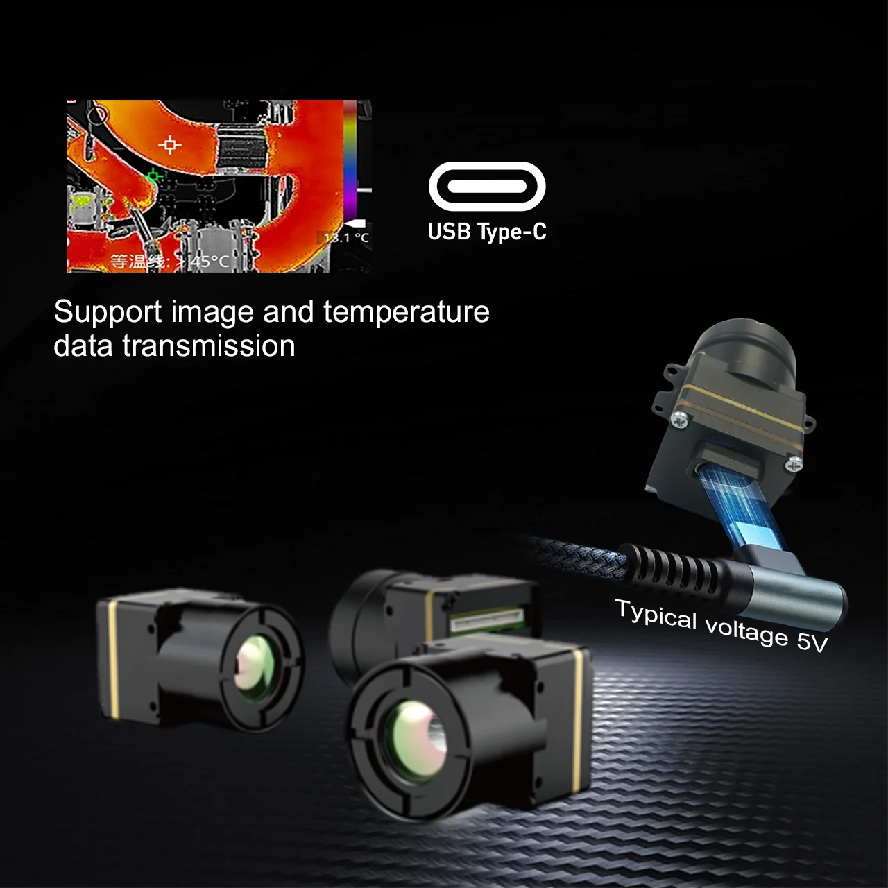 256*192 Resolution 50HZ Thermal Image Mini Infrared Camera With USB2.0 Analog Interface