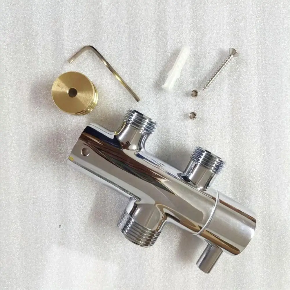 Adjustable Shower Diverter Valve 3 Way Water Flow Splitter Adapter Durable Brass Chrome For Bathroom Shower Pipe Fittings