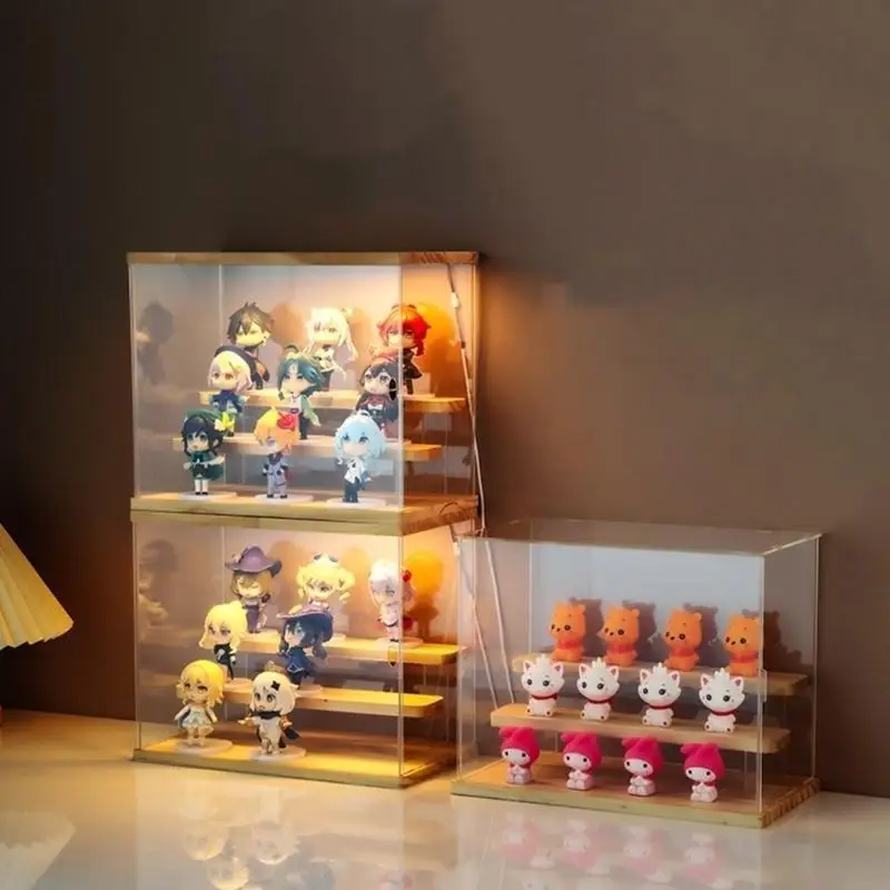 Acrylic Box for Miniature Figure Enthusiasts Easily Accessible Display Case Removable Shelves Holder for Collectibles