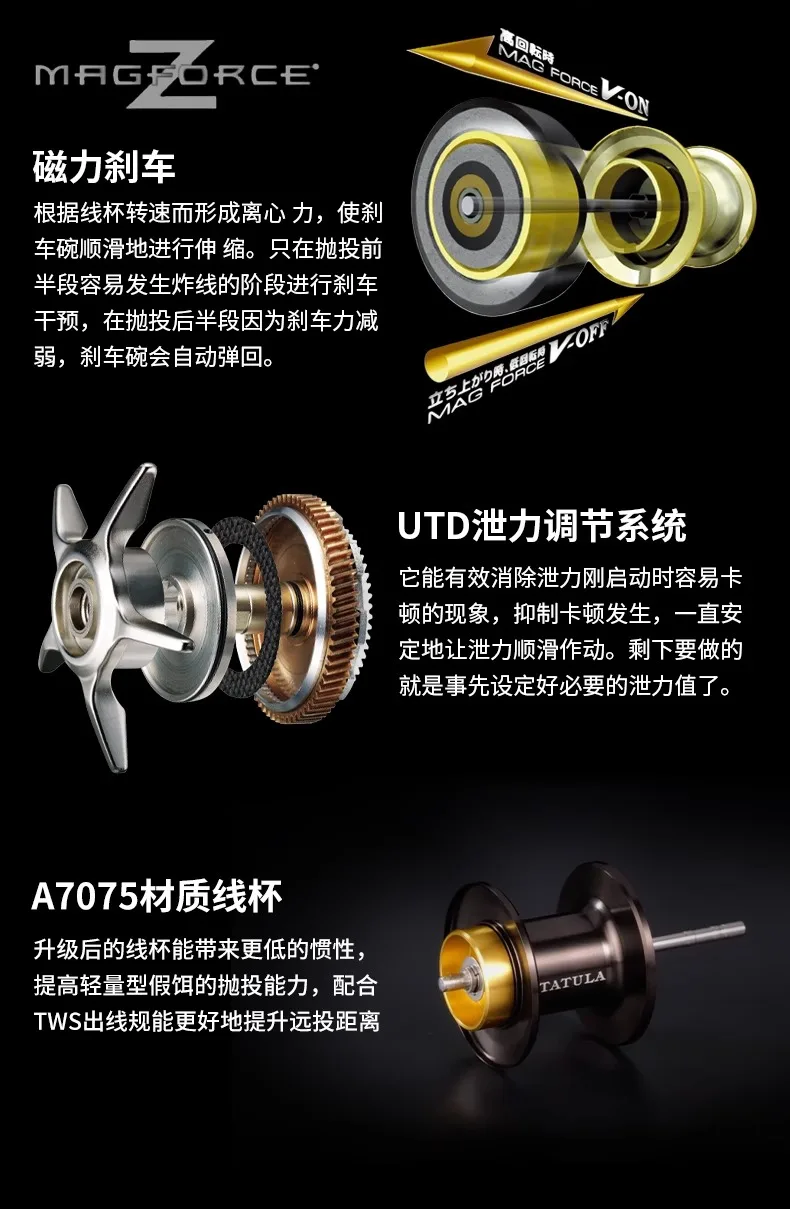 2024 NEUE DAIWA TATULA TW100 Angelrolle Baitcast-Rolle 7+1BB Drag 5KG TW 100 – Detail 5