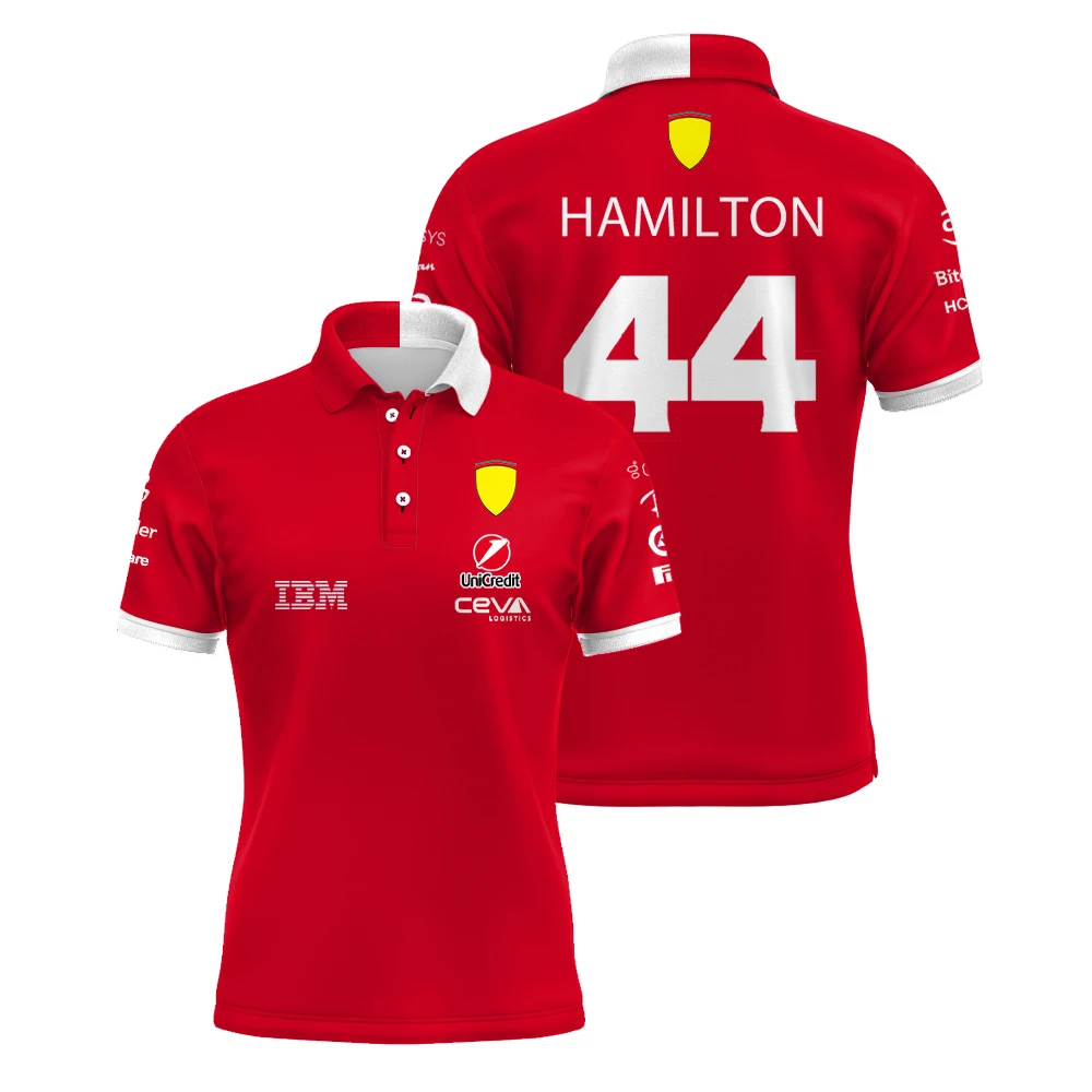 

2025 New Summer Racing Suit POLO shirt Scuderia F1 Hamilton Team Charles Leclerc Fan POLO Shirt Men's Outdoor Sports Bike T-shir