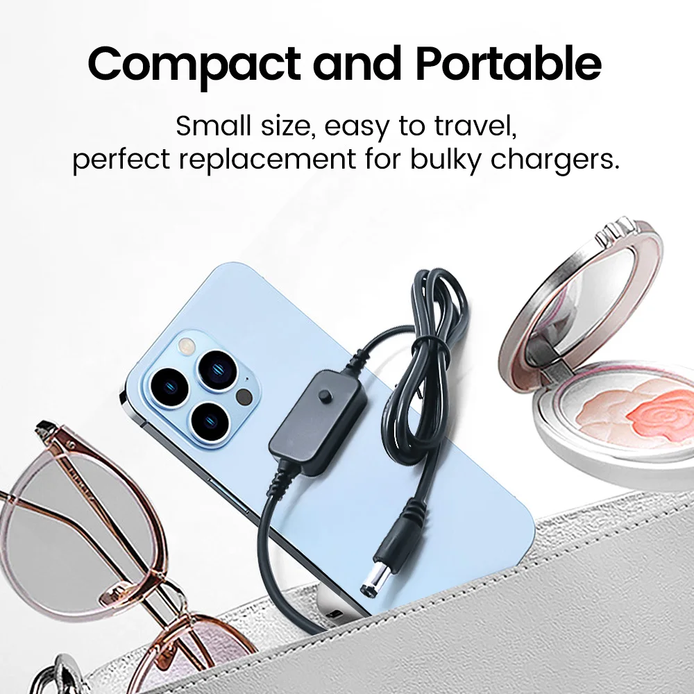 Elough نوع C إلى تيار مستمر دفعة كابل USBC تيار مستمر 5 فولت/9 فولت/12 فولت/15 فولت/20 فولت واي فاي إلى قوة البنك كابلات الموصلات لجهاز توجيه واي فاي محمول خطوة المتابعة الحبل