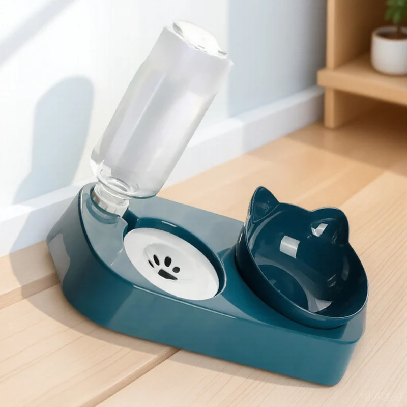 

1Set Anti-Spill Pet Feeding Bowl Raised Slow Food Bowls Automatic Water Feeder 500Ml Water Dispenser Non-Slip Plastic Cat Kitten
