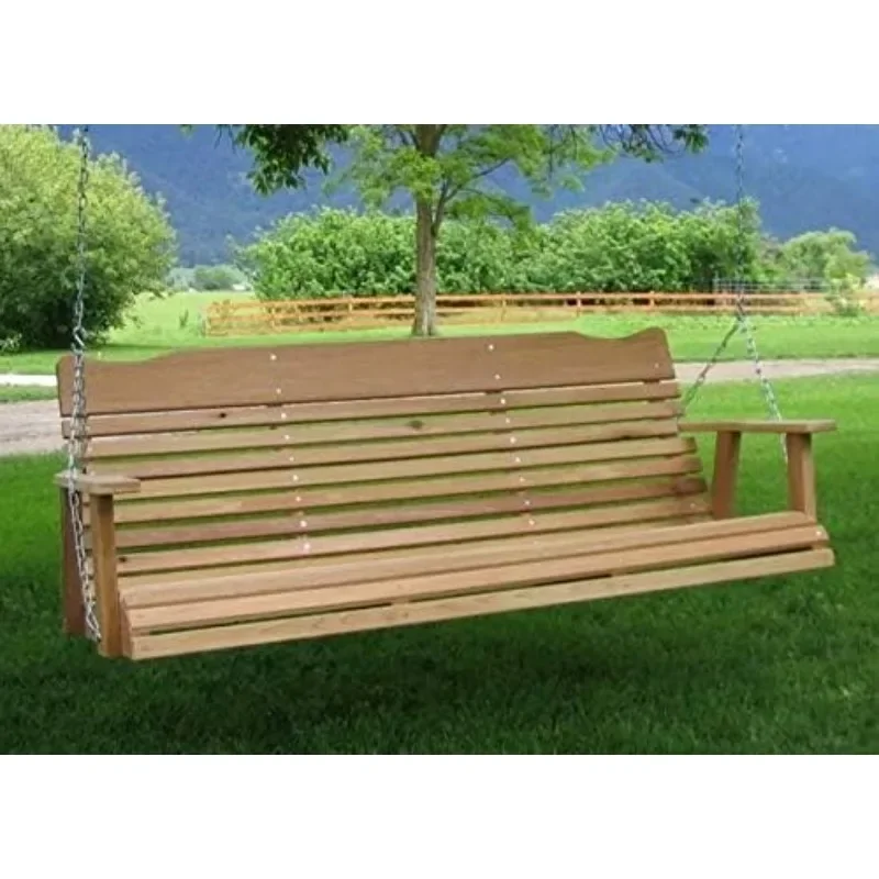 5 Foot Natural Cedar Porch Swing, Amish Crafted, Includes Chain & Springs