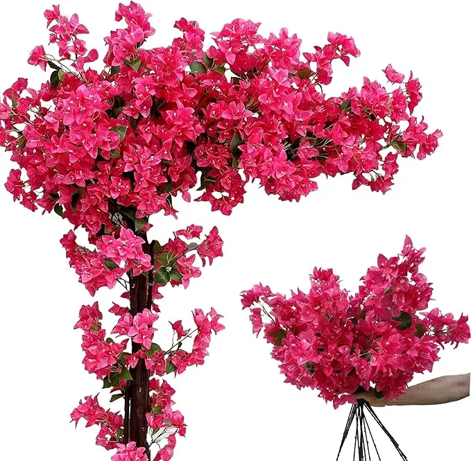 

16Pcs Artificial Bougainvillea Flowers Silk Long Stems Full Blossoms for Wedding Home Table Centerpiece Shower Event Backdrop In