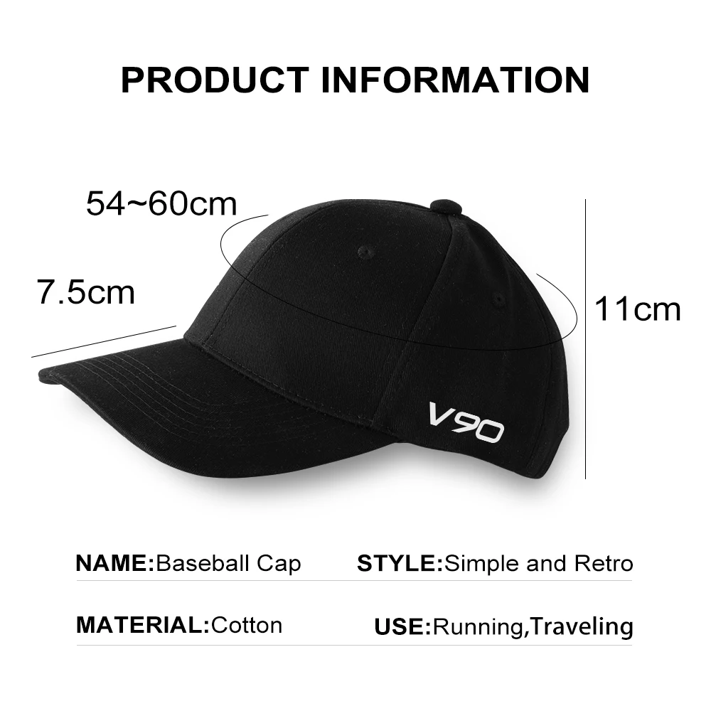 Unisex Curved Brim Baseball Cap Car Accessories For Volvo XC90 XC60 C30 T6 S60 C70 XC40 V40 XC70 V70 V60 V50 S80 S40 AWD V90 S90