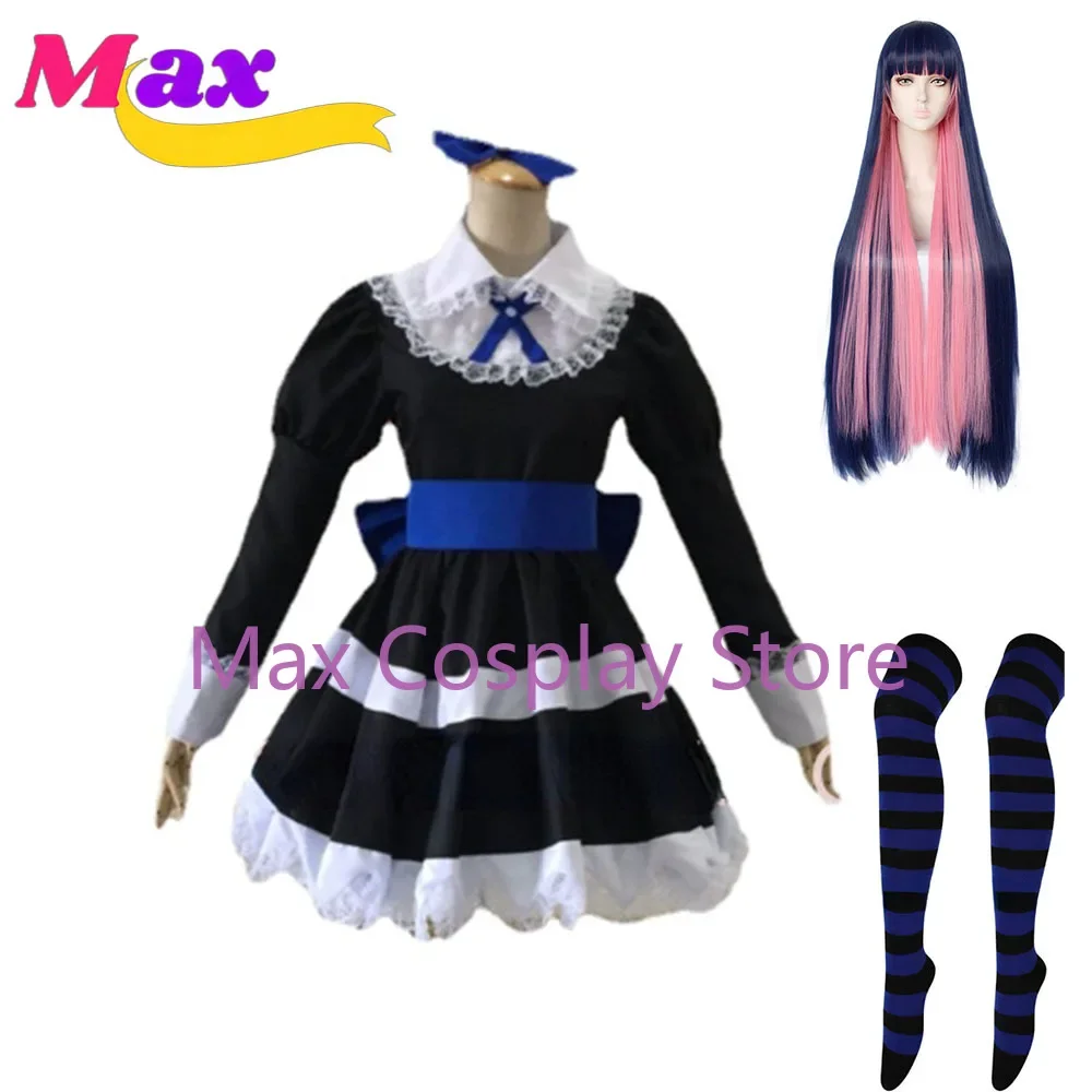 

wby2 with Garterbelt Heroine Anarchy Stocking Black Dress Cosplay Costume women Lolita Maid Suits Custom made