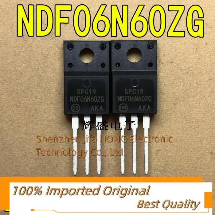 10PCS/Lot NDF06N60ZG   TO-220F 600V 7.1A MOSFET  Imported Original  Best Quality