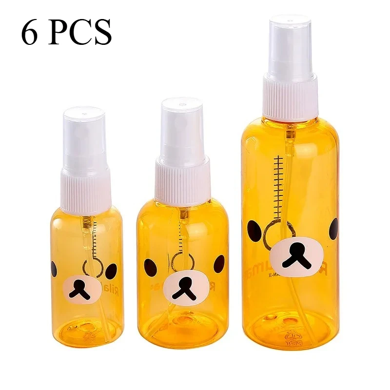 

6pcs Refillable Container Reusable Travel Bottle Transparent Empty Spray Bear Spray Bottle With Scale Mini Plastic