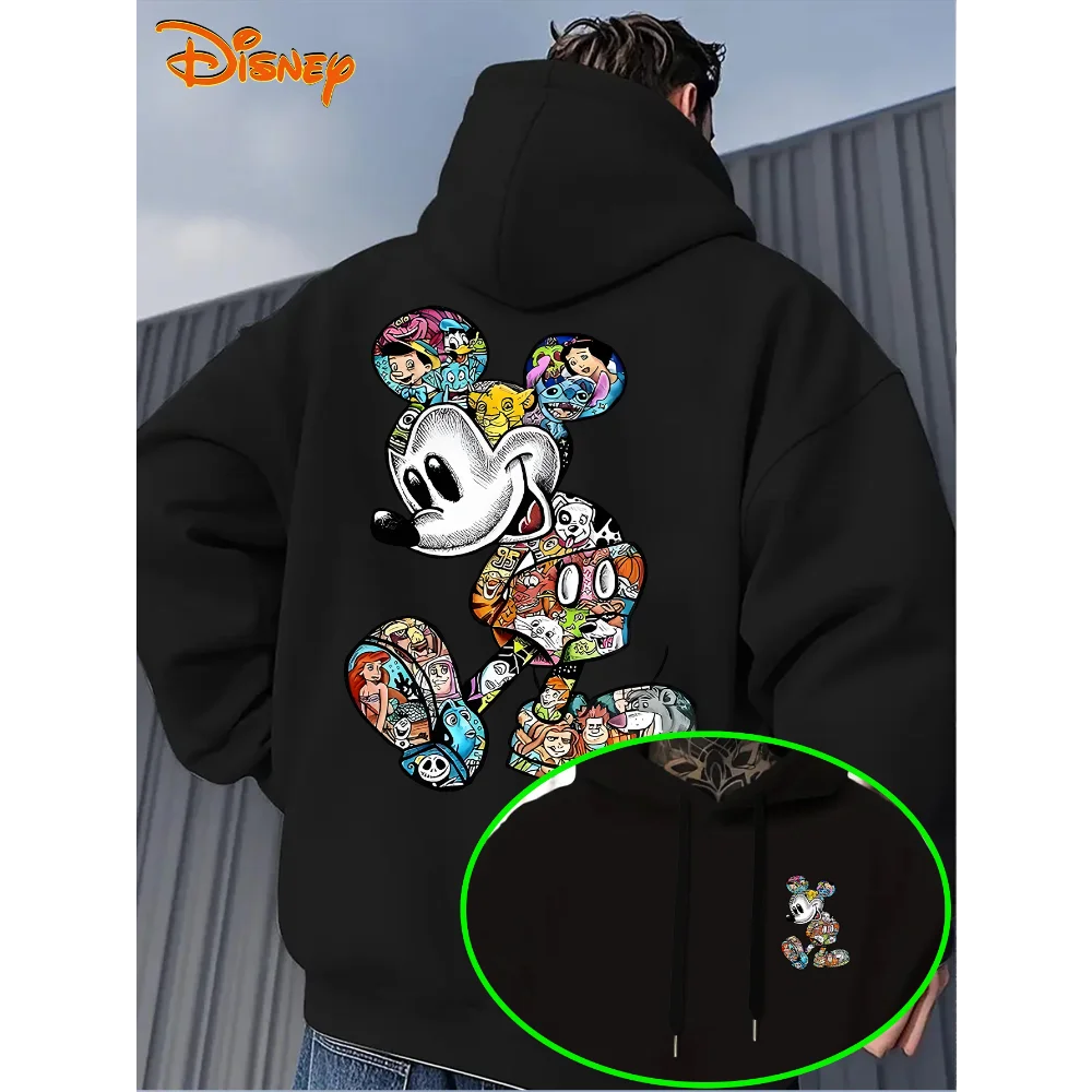 

Disney Mickey Mouse Men's Sweatshirt Autumn and Winter Warm Men's Hoodie Pullover Fashion Trend Street Men's Clothing Tops