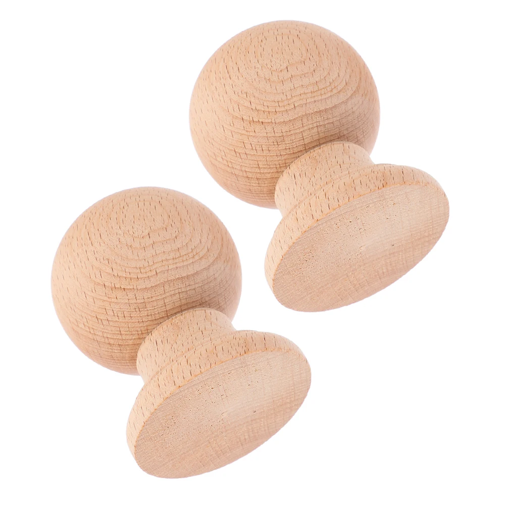 

2Pcs Solid Wood Decorative Finials Natural Unfinished Wood Ball for Bed Posts Curtain Rod Staircases DIY Crafts Home Decoration